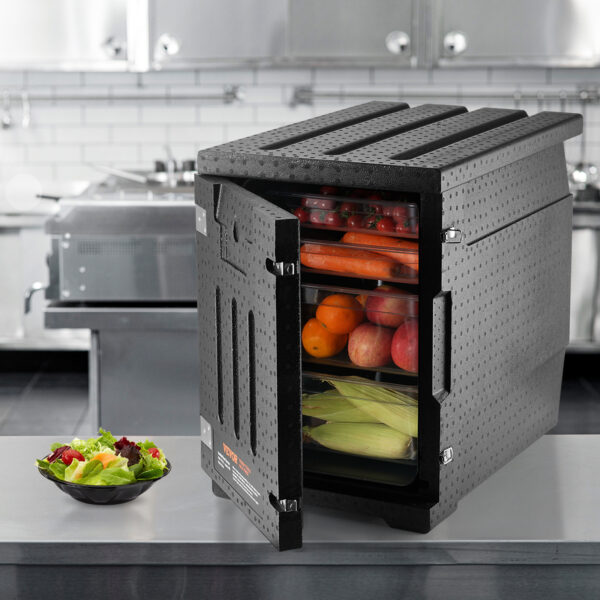 VEVOR Insulated Food Pan Carrier, 82 Qt Hot Box for Catering, LLDPE Food Box Carrier with Double Buckles, Front Loading Food Warmer for Restaurant, Canteen, etc. - Image 9