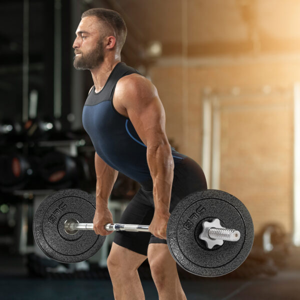 Adjustable 1-Inch Cast Iron Weight Plate Set with 5FT Barbell and Star Locks – Home Gym Fitness Barbell Set for Strength Training, Multiple Weight Options - Image 21