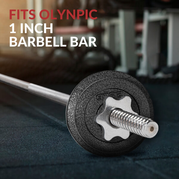 Adjustable 1-Inch Cast Iron Weight Plate Set with 5FT Barbell and Star Locks – Home Gym Fitness Barbell Set for Strength Training, Multiple Weight Options - Image 17