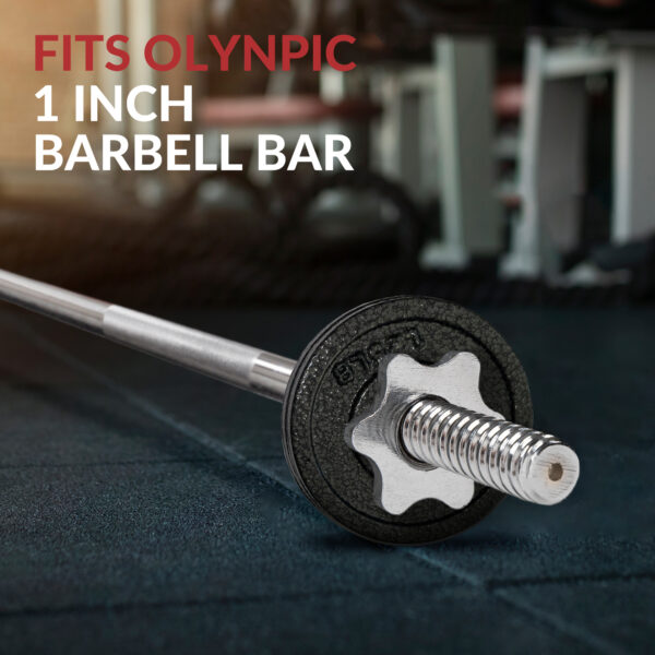 Adjustable 1-Inch Cast Iron Weight Plate Set with 5FT Barbell and Star Locks – Home Gym Fitness Barbell Set for Strength Training, Multiple Weight Options - Image 7