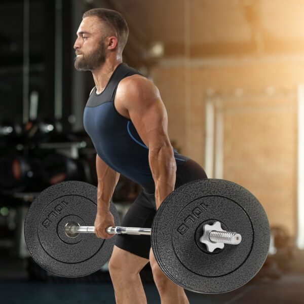 Adjustable 1-Inch Cast Iron Weight Plate Set with 5FT Barbell and Star Locks – Home Gym Fitness Barbell Set for Strength Training, Multiple Weight Options - Image 32