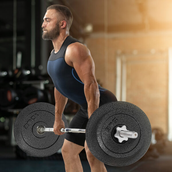 Adjustable 1-Inch Cast Iron Weight Plate Set with 5FT Barbell and Star Locks – Home Gym Fitness Barbell Set for Strength Training, Multiple Weight Options - Image 29
