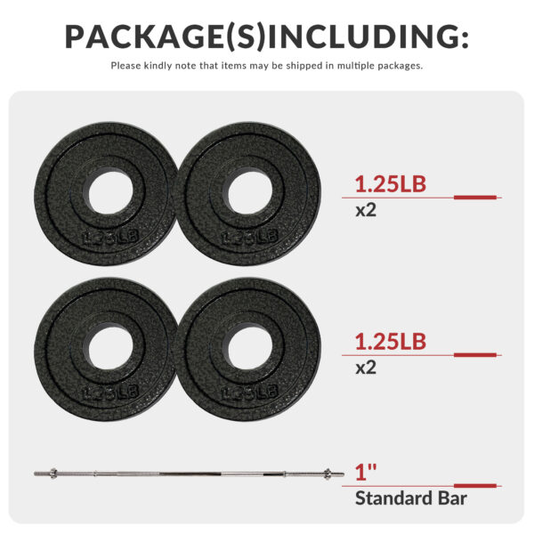 Adjustable 1-Inch Cast Iron Weight Plate Set with 5FT Barbell and Star Locks – Home Gym Fitness Barbell Set for Strength Training, Multiple Weight Options - Image 3