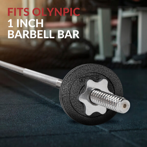 Adjustable 1-Inch Cast Iron Weight Plate Set with 5FT Barbell and Star Locks – Home Gym Fitness Barbell Set for Strength Training, Multiple Weight Options - Image 11