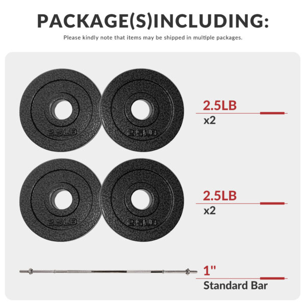 Adjustable 1-Inch Cast Iron Weight Plate Set with 5FT Barbell and Star Locks – Home Gym Fitness Barbell Set for Strength Training, Multiple Weight Options - Image 9