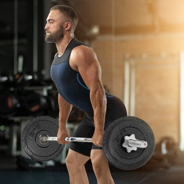 Adjustable 1-Inch Cast Iron Weight Plate Set with 5FT Barbell and Star Locks – Home Gym Fitness Barbell Set for Strength Training, Multiple Weight Options - Image 18