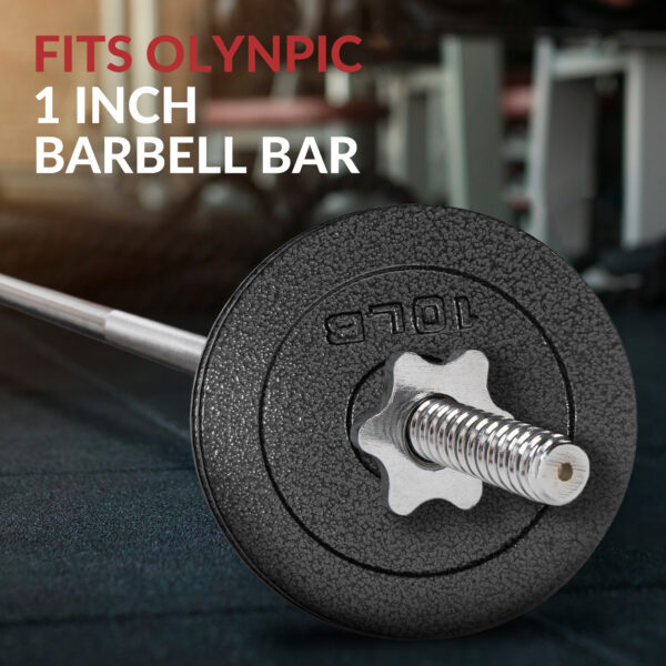 Adjustable 1-Inch Cast Iron Weight Plate Set with 5FT Barbell and Star Locks – Home Gym Fitness Barbell Set for Strength Training, Multiple Weight Options - Image 26