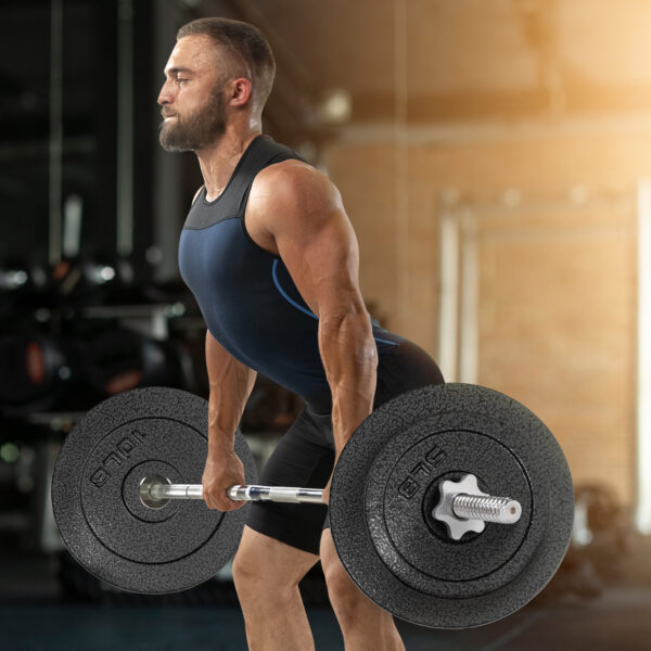 Adjustable 1-Inch Cast Iron Weight Plate Set with 5FT Barbell and Star Locks – Home Gym Fitness Barbell Set for Strength Training, Multiple Weight Options - Image 23