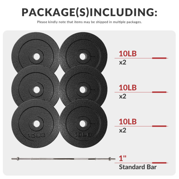 Adjustable 1-Inch Cast Iron Weight Plate Set with 5FT Barbell and Star Locks – Home Gym Fitness Barbell Set for Strength Training, Multiple Weight Options - Image 31