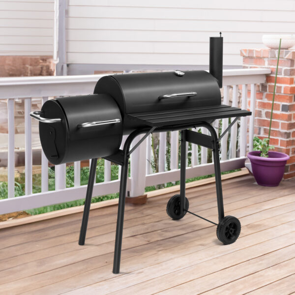 VINGLI Barrel Charcoal Grill with Offset Smoker, Large BBQ Outdoor Smoker Grill with Wheels for Party Garden Patio and Backyard Cooking - Image 4
