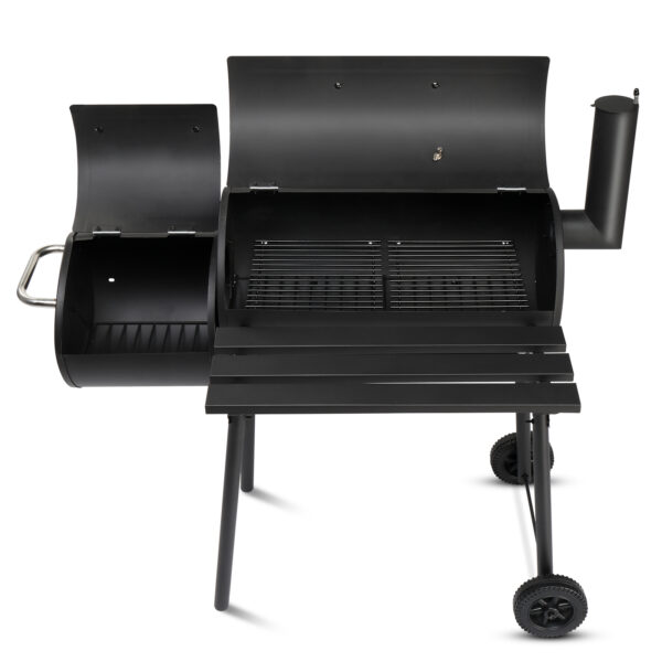 VINGLI Barrel Charcoal Grill with Offset Smoker, Large BBQ Outdoor Smoker Grill with Wheels for Party Garden Patio and Backyard Cooking