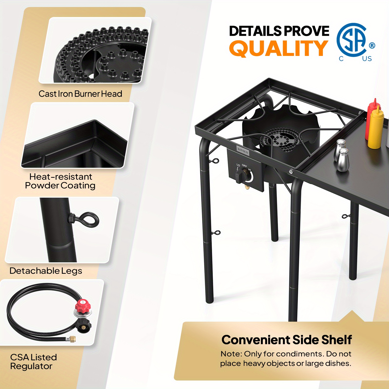 100, 000 BTU Portable Gas Camping Stove, Outdoor Propane Burner with 20psi Regulator, High Pressure Single Cooker Camp Cooking Home Brewing - Image 3