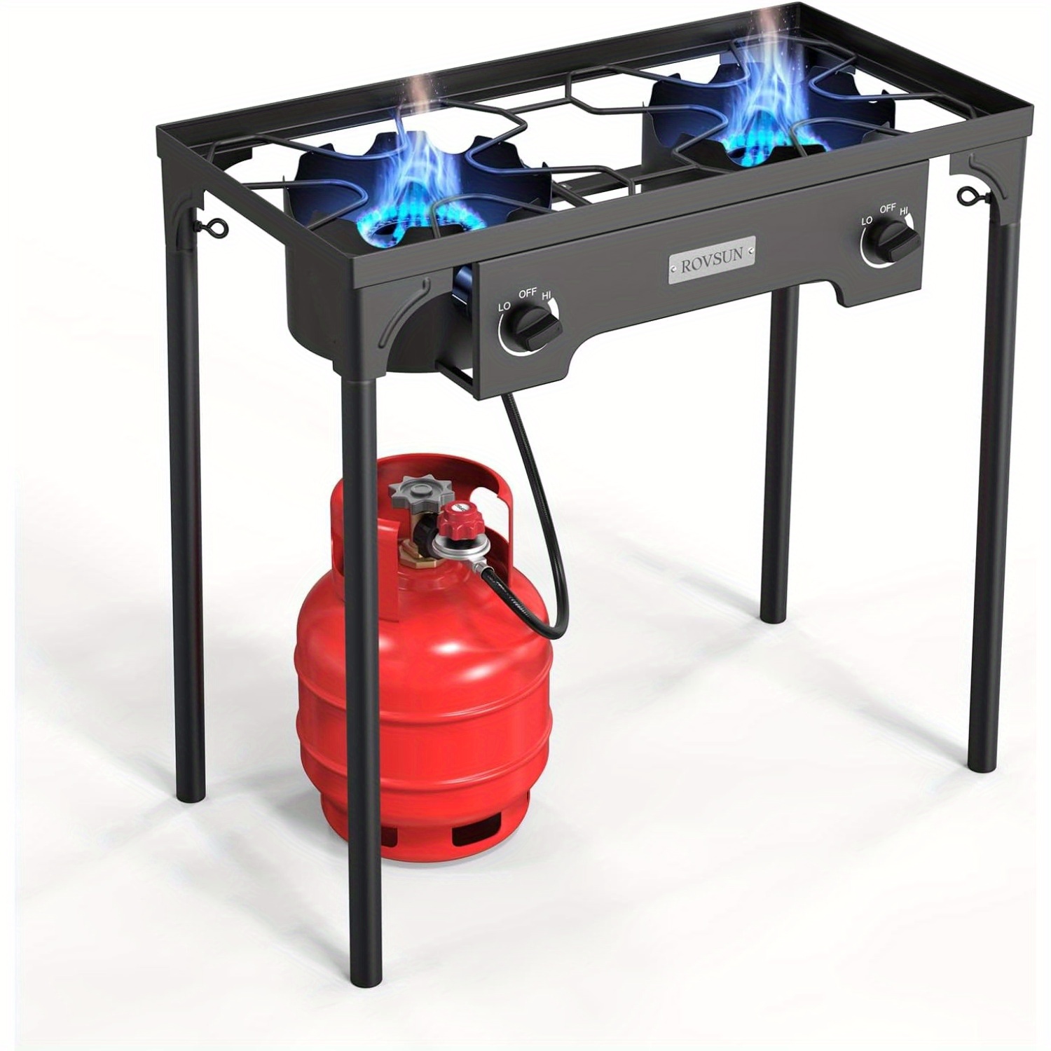 2 Burner Outdoor Propane Gas Stove 150, 000 BTU High Pressure Stand Cooker for Backyard Cooking Camping Home Brewing Canning Turkey Frying, 20 PSI Regulator - Image 2