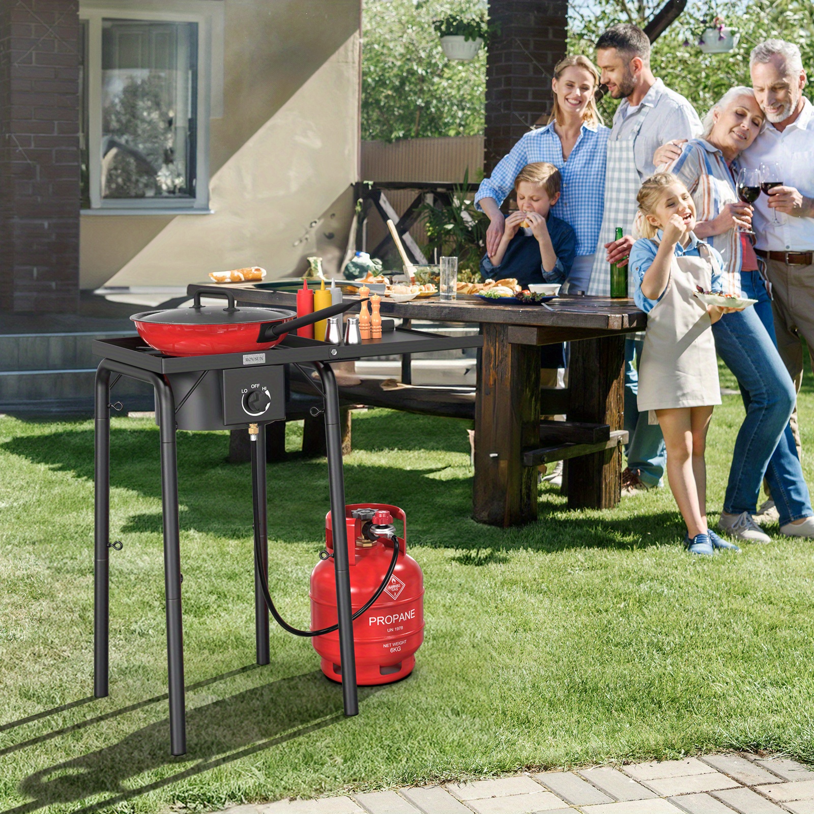 100, 000 BTU Portable Gas Camping Stove, Outdoor Propane Burner with 20psi Regulator, High Pressure Single Cooker Camp Cooking Home Brewing - Image 2