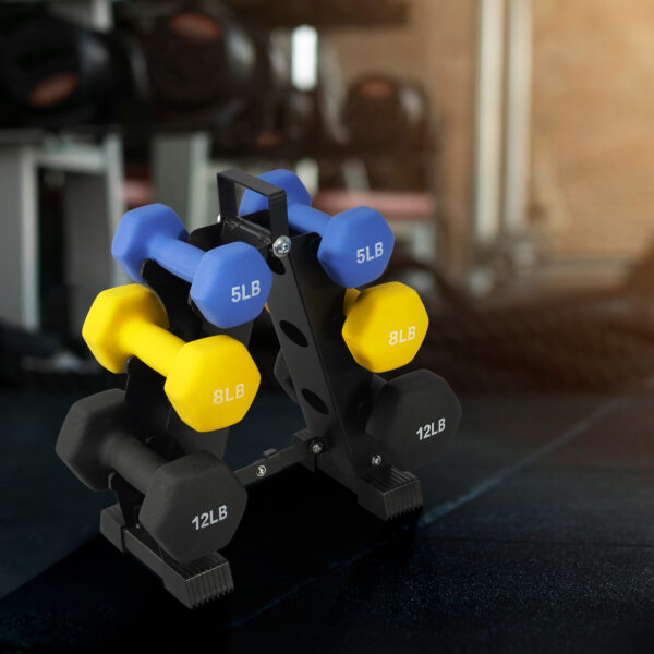 BalanceFrom Professional Fitness Dumbbell Set (2/3/5 lbs or 3/5/8 lbs optional) with storage rack - cast iron core + Neoprene non-slip coating, hexagonal anti-roll design, suitable for strength training, portable for home travel - Image 23