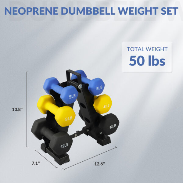 BalanceFrom Professional Fitness Dumbbell Set (2/3/5 lbs or 3/5/8 lbs optional) with storage rack - cast iron core + Neoprene non-slip coating, hexagonal anti-roll design, suitable for strength training, portable for home travel - Image 26