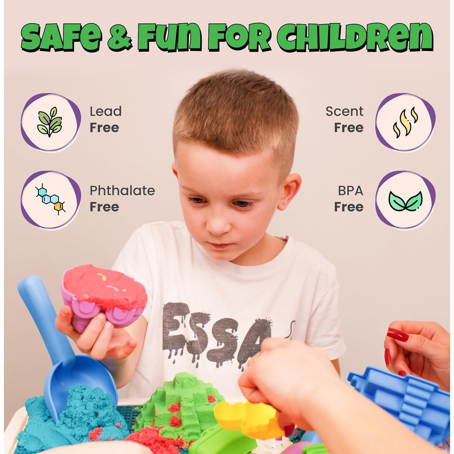 Sleepah Sensory Play Sand Set 5LB - Large Arts & Crafts Gift – No Mess Sensory Bin with Large Molds for Girls & Boys –Sandbox Activity Playsand Birthday Gift Kids 3 4 5 6 7 8 Years Indoor Outdoor Fun - Image 3