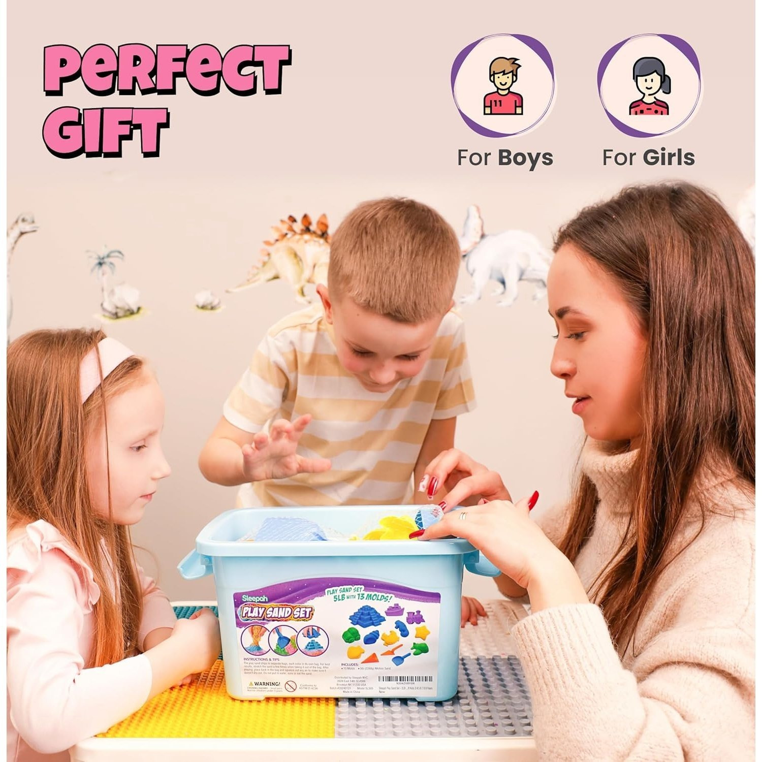 Sleepah Sensory Play Sand Set 5LB - Large Arts & Crafts Gift – No Mess Sensory Bin with Large Molds for Girls & Boys –Sandbox Activity Playsand Birthday Gift Kids 3 4 5 6 7 8 Years Indoor Outdoor Fun - Image 6