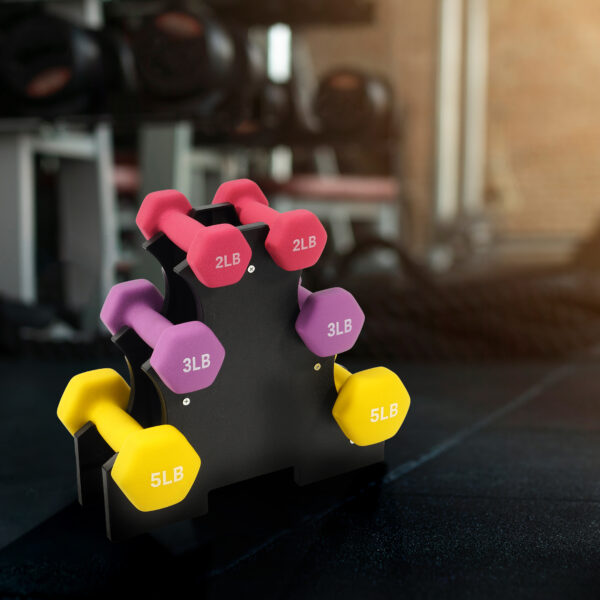 BalanceFrom Professional Fitness Dumbbell Set (2/3/5 lbs or 3/5/8 lbs optional) with storage rack - cast iron core + Neoprene non-slip coating, hexagonal anti-roll design, suitable for strength training, portable for home travel - Image 11
