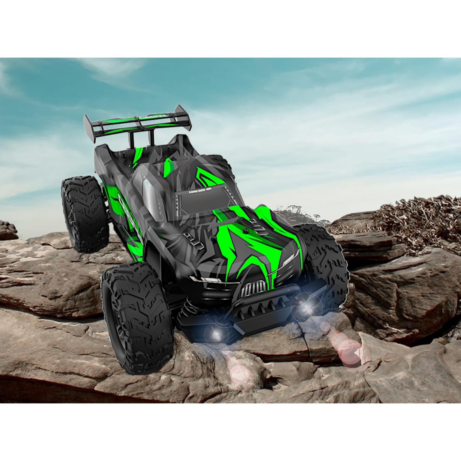 1/16 Ferocious RC Off-Road Truggy with metal spur gear, Radio Remote Control Racing Speed 30kmph 4x4 Sports Car, 12” Large All Terrain LED Vehicle - Image 7