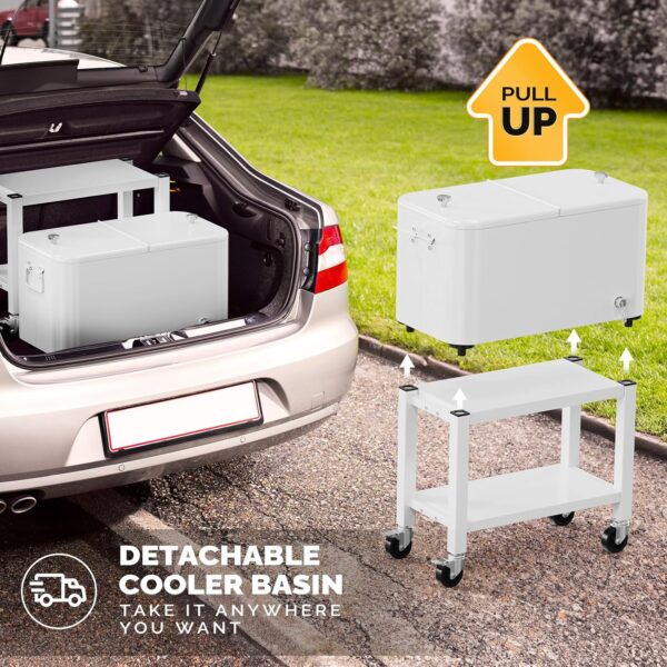 VINGLI Patio Cooler, Rolling Ice Chest on Wheels, Portable Patio Party Bar Drink Cooler Cart, with Shelf, Beverage Pool with Bottle Opener,Water Pipe - Image 10