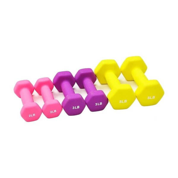 BalanceFrom Professional Fitness Dumbbell Set (2/3/5 lbs or 3/5/8 lbs optional) with storage rack - cast iron core + Neoprene non-slip coating, hexagonal anti-roll design, suitable for strength training, portable for home travel - Image 8