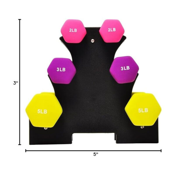 BalanceFrom Professional Fitness Dumbbell Set (2/3/5 lbs or 3/5/8 lbs optional) with storage rack - cast iron core + Neoprene non-slip coating, hexagonal anti-roll design, suitable for strength training, portable for home travel - Image 6