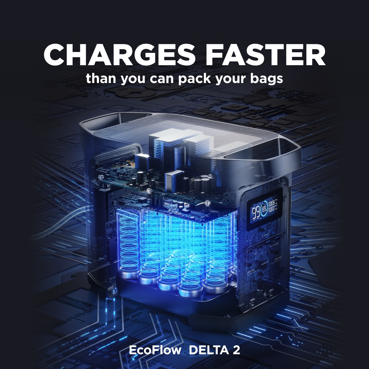 ECOFLOW 950Wh Portable Power Station, Delta 2 LiFePO4 (LFP) Battery, Fast Charging, Solar Power Bank (Solar Panel and Extray Battery not included) for Home Backup Power, Camping & RV (Father's Day) - Image 9