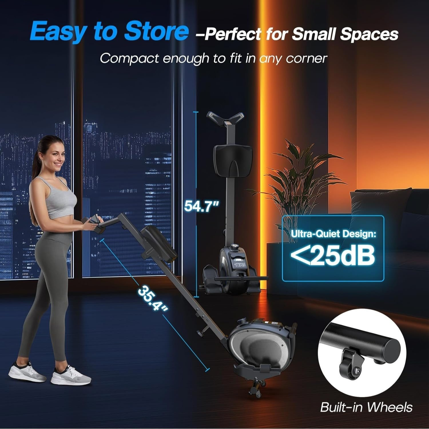 Rowing Machines,Magnetic Rowing Machine for Home Adjustable Resistance 8-Speeds, for Leg and Butt Toning,LED Display,Supports Up to 265 LBS Foldable Design for Easy Storage - Image 8