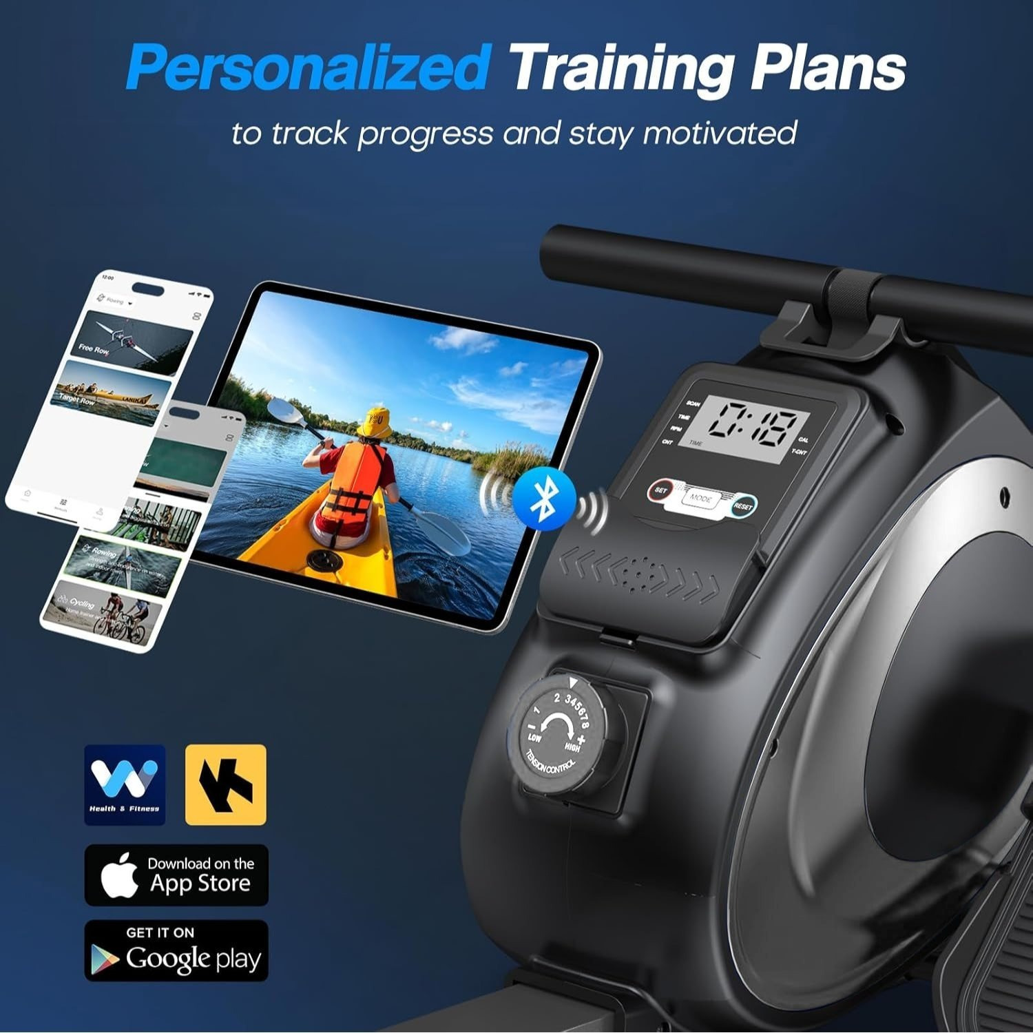 Rowing Machines,Magnetic Rowing Machine for Home Adjustable Resistance 8-Speeds, for Leg and Butt Toning,LED Display,Supports Up to 265 LBS Foldable Design for Easy Storage - Image 10