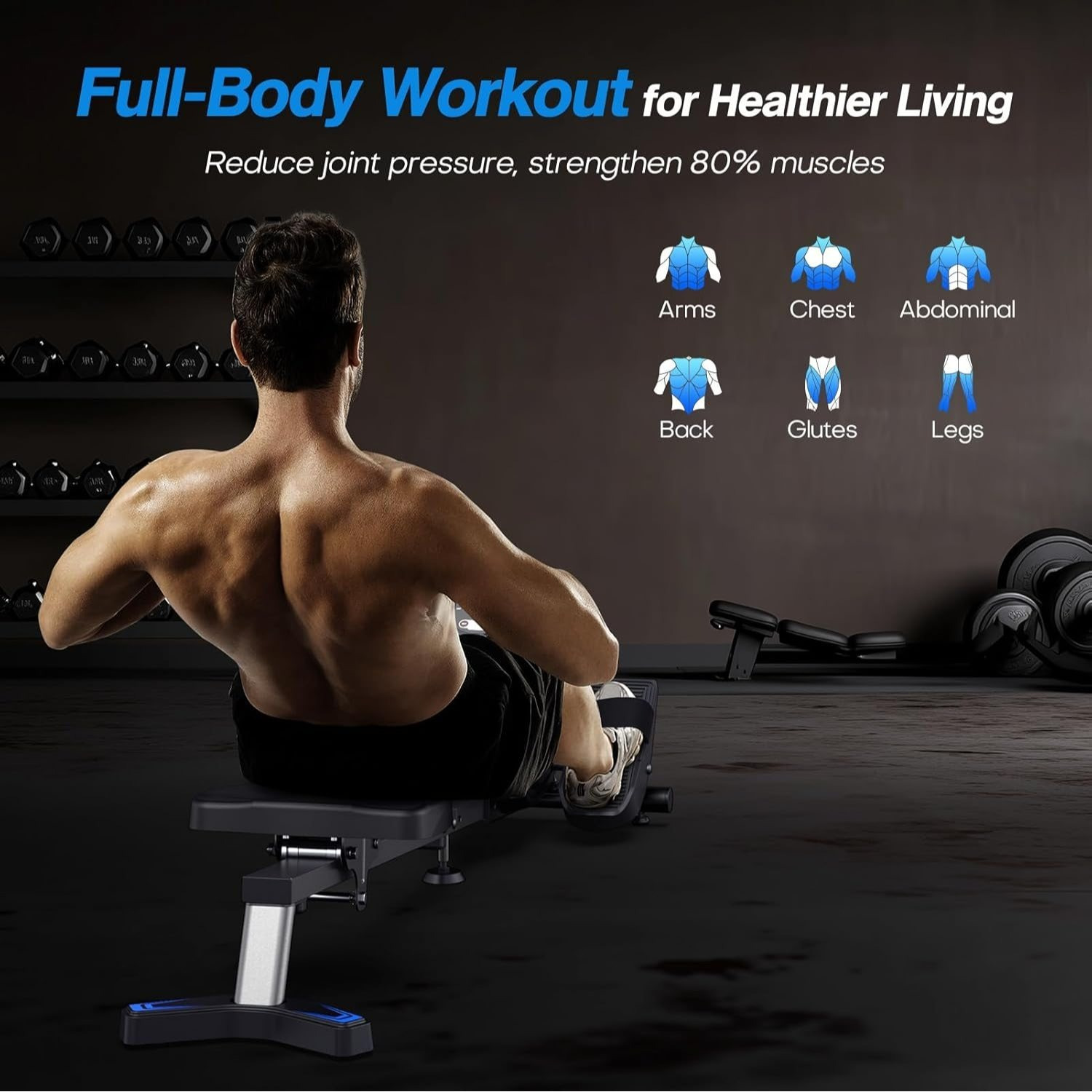 Rowing Machines,Magnetic Rowing Machine for Home Adjustable Resistance 8-Speeds, for Leg and Butt Toning,LED Display,Supports Up to 265 LBS Foldable Design for Easy Storage - Image 6