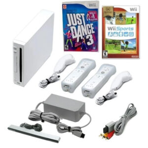 Nintendo Wii Console Bundle with Just Dance 3, Wii Sports & 2 Controllers [Refurbished]
