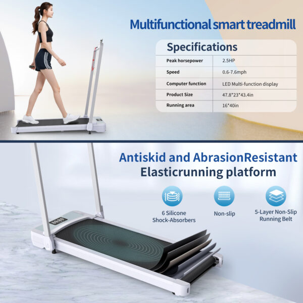 Treadmills, Treadmill Under Desk Walking Pad,2 in 1 Folding Treadmill for Home/Office with Remote Control and APP，Large Screen - Image 11