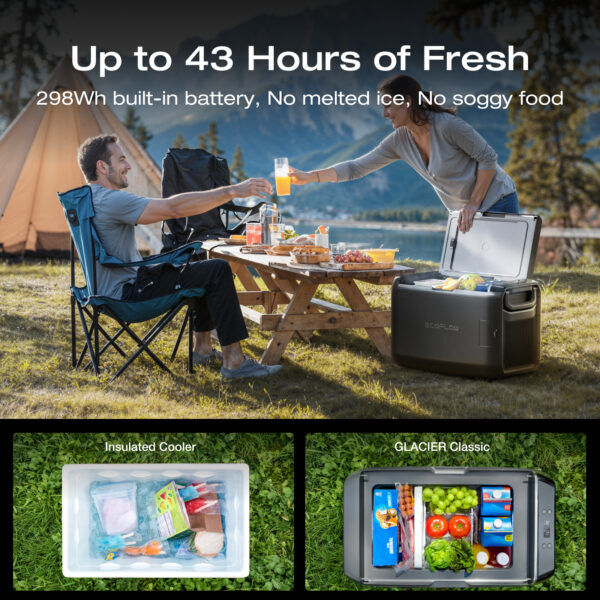 EcoFlow PicnicMat and GLACIER Classic 35L Portable Fridge Freezer with Extra Battery (Separate Shipment), 43H Cooling Car Refrigerator, Battery Powered with App Control, 6 Charging Options, Fast&Quiet Electric Cooler for Camping, RV - Image 4