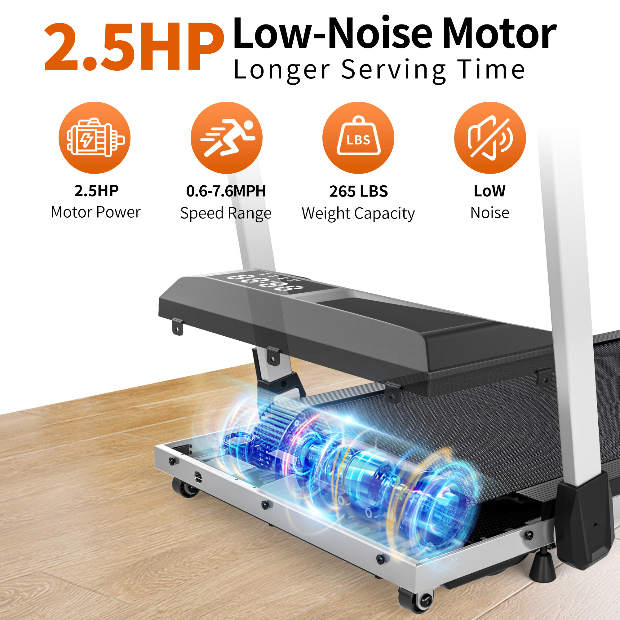 Treadmills, 3 in 1 Portable Treadmill and Walking Pad, with Incline for Home/Office, Remote Control and LED Display - Image 29