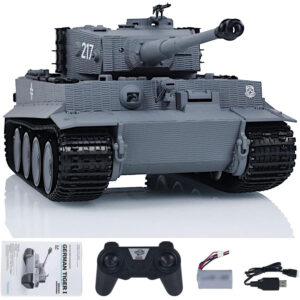 1:24 Grey Infrared IR Combat Remote Control Tank Model, Remote Control Armored Vehicle, Standard Paintless Middle Version