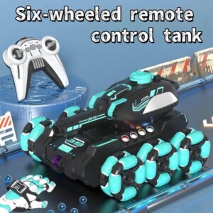 6WD Remote Control Tank Vehicle with Handle Controller - 2.4G wireless technology, 360° rolling, LED lighting, McPherson wheeled design - Rechargeable transformable remote control vehicle, an excellent gift for boys and girls.