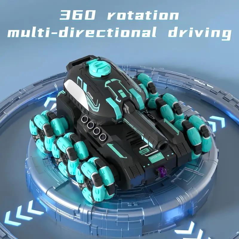 6WD Remote Control Tank Vehicle with Handle Controller - 2.4G wireless technology, 360° rolling, LED lighting, McPherson wheeled design - Rechargeable transformable remote control vehicle, an excellent gift for boys and girls. - Image 7