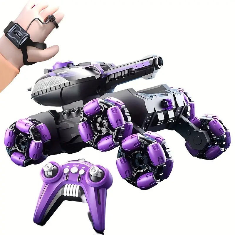 6WD Remote Control Tank Vehicle with Handle Controller - 2.4G wireless technology, 360° rolling, LED lighting, McPherson wheeled design - Rechargeable transformable remote control vehicle, an excellent gift for boys and girls. - Image 4