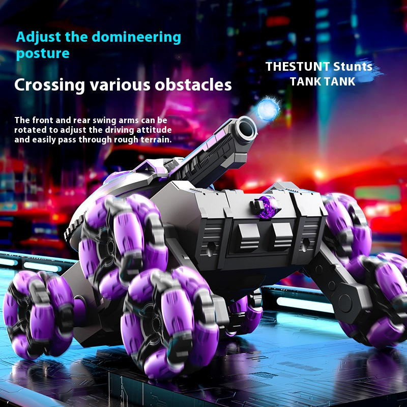 6WD Remote Control Tank Vehicle with Handle Controller - 2.4G wireless technology, 360° rolling, LED lighting, McPherson wheeled design - Rechargeable transformable remote control vehicle, an excellent gift for boys and girls. - Image 11