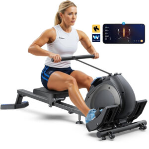 Rowing Machines，Magnetic Rowing Machine for Home Adjustable Resistance 8-Speeds, for Leg and Butt Toning，LED Display,Supports Up to 265 LBS Foldable Design for Easy Storage