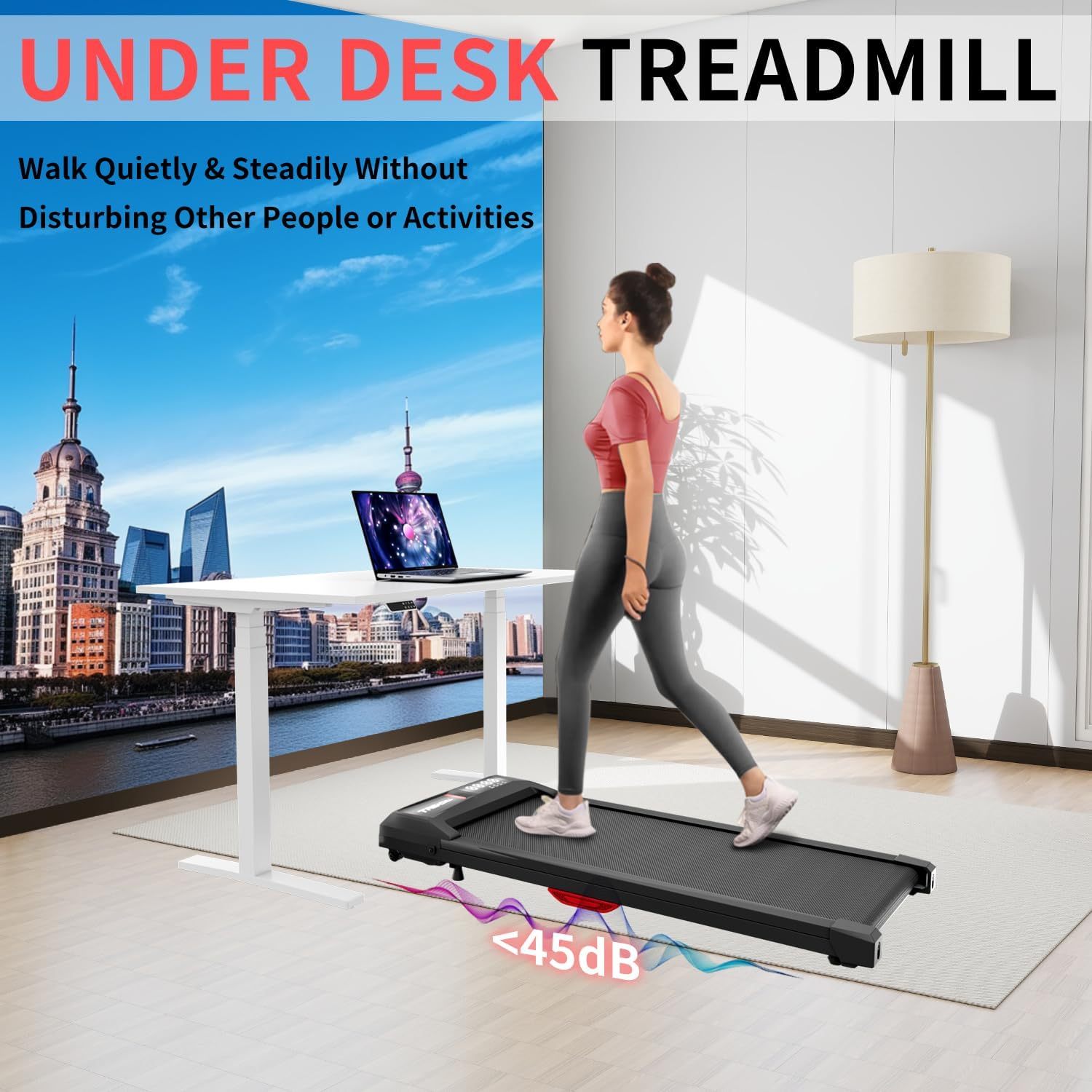 Treadmills, 3 in 1 Portable Treadmill and Walking Pad, with Incline for Home/Office, Remote Control and LED Display - Image 16