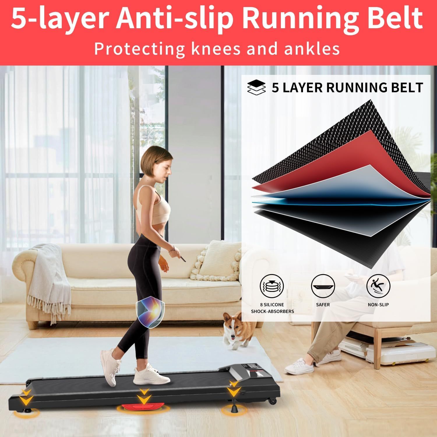 Treadmills, 3 in 1 Portable Treadmill and Walking Pad, with Incline for Home/Office, Remote Control and LED Display - Image 17