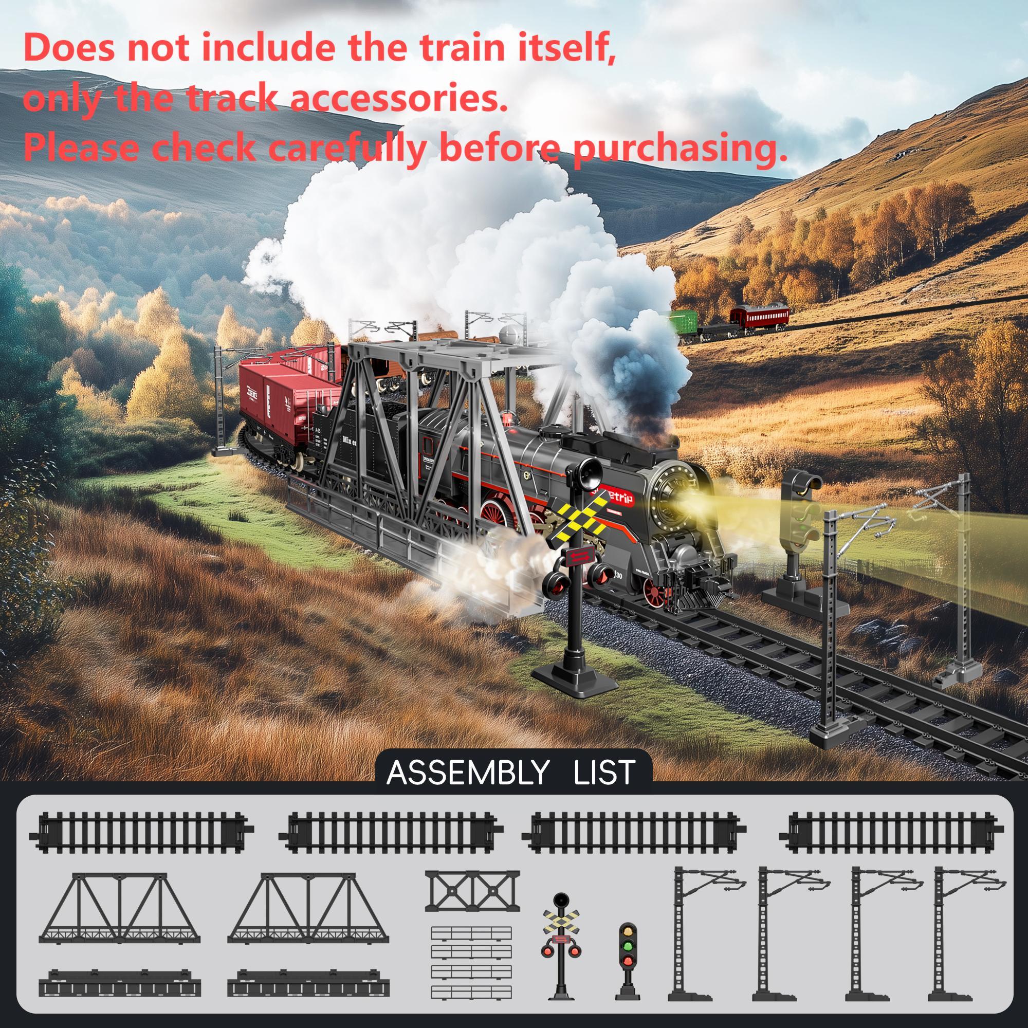 Remote Control Train Truck Track Set for Boys' Toy Cars, Train Toy Cars with Smoke, Lights & Sound, Toy Train Steam Locomotive with 2 Container Carriages & 1 Music Carriage, Model Trains for Ages 3+, Perfect Holiday Gift