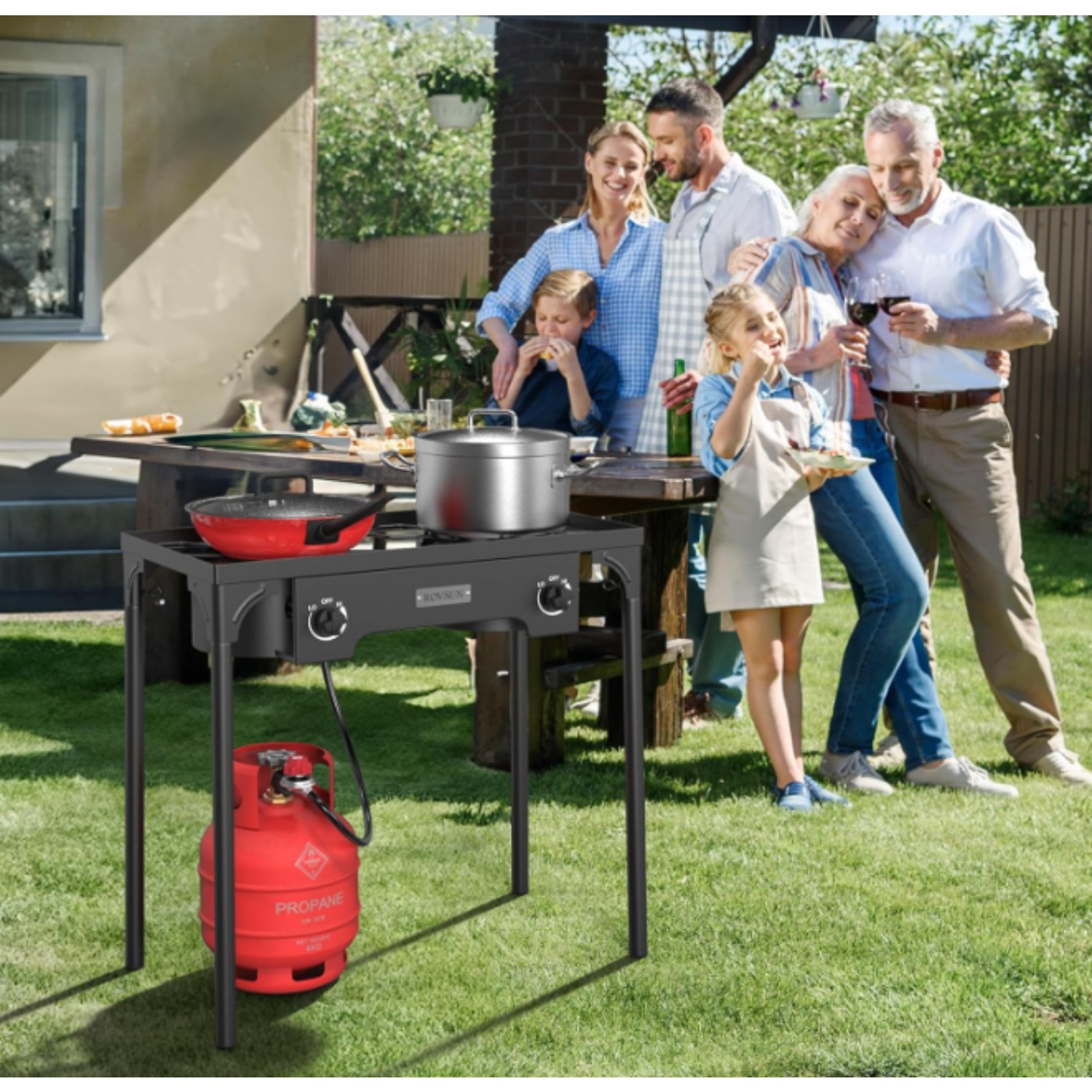 2 Burner Outdoor Propane Gas Stove 150, 000 BTU High Pressure Stand Cooker for Backyard Cooking Camping Home Brewing Canning Turkey Frying, 20 PSI Regulator - Image 6