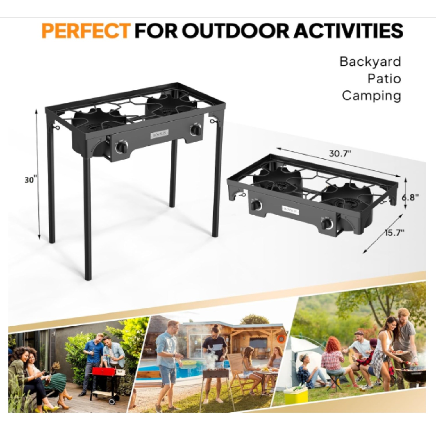 2 Burner Outdoor Propane Gas Stove 150, 000 BTU High Pressure Stand Cooker for Backyard Cooking Camping Home Brewing Canning Turkey Frying, 20 PSI Regulator - Image 5