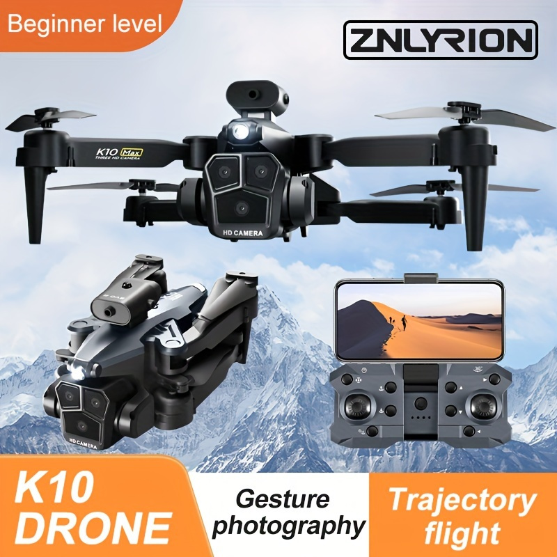 2 Batteries K10 MAX: 3 Camera Remote Control Drone with SD Three ESC Camera Optical Flow Positioning 360° Obstacle Avoidance 2.4GHz Wifi FPV APP Control, Halloween Christmas Gift