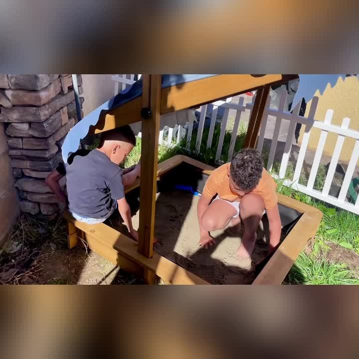 KETIVE Wooden Sandbox With Cover, Outdoor Kids Sand Box With Lid 4 Reinforced Bench Seats & UV-Resistant, Height Adjustable Canopy All-Round Bottom Liner Outdoor For Backyard Beach (45.3'' X 45.3'') - Image 10