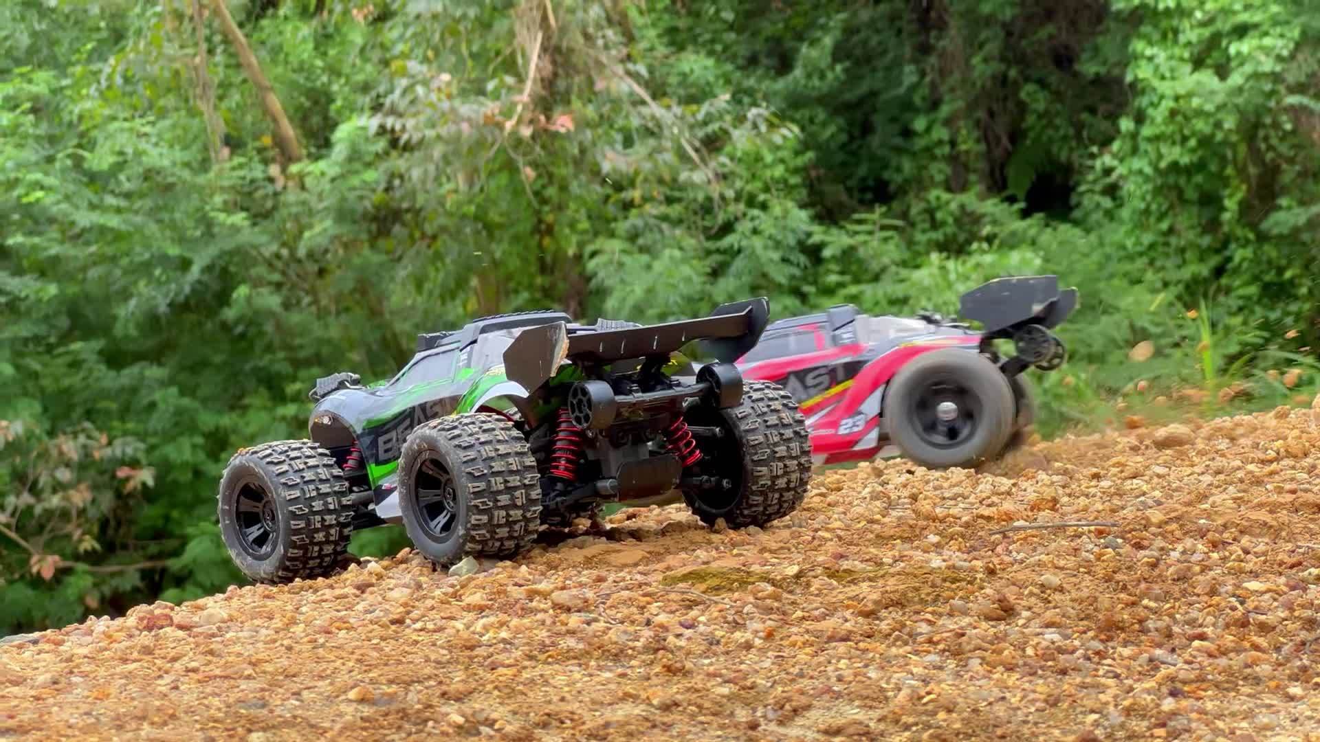 4WD High-Speed RC Off-Roader | 35KM/H Stunt Toy Car With Wheelie Bar & Adjustable LED Lights | 1:18 Scale Model | 7.4V Long-Life Battery | All-Terrain RC Truck For Adults & Kids - Outdoor Gift - Image 11