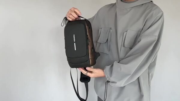 [Anti-Theft Backpack] High-Capacity Adjustable Crossbody Backpack | Men's, Anti-Theft Password Lock, Durable Fabric, Multi-Compartment Design, Secure Zipper Closure, Secure Travel Bag - Black - Image 10
